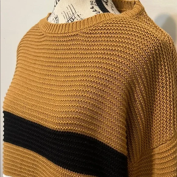 Brown and Black Neck Sweater with Textured Knit - Picture 2 of 3